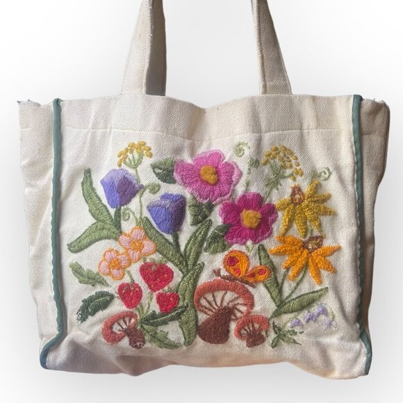 VTG Floral Mushroom Embroidered Tote - Picture 2 of 11